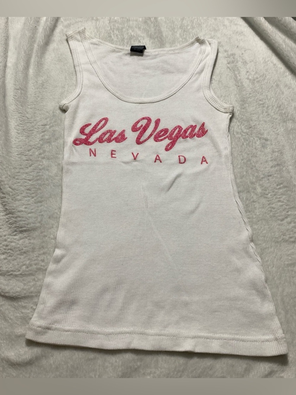 White 'Las Vegas Nevada' Tank Top with Pink Script